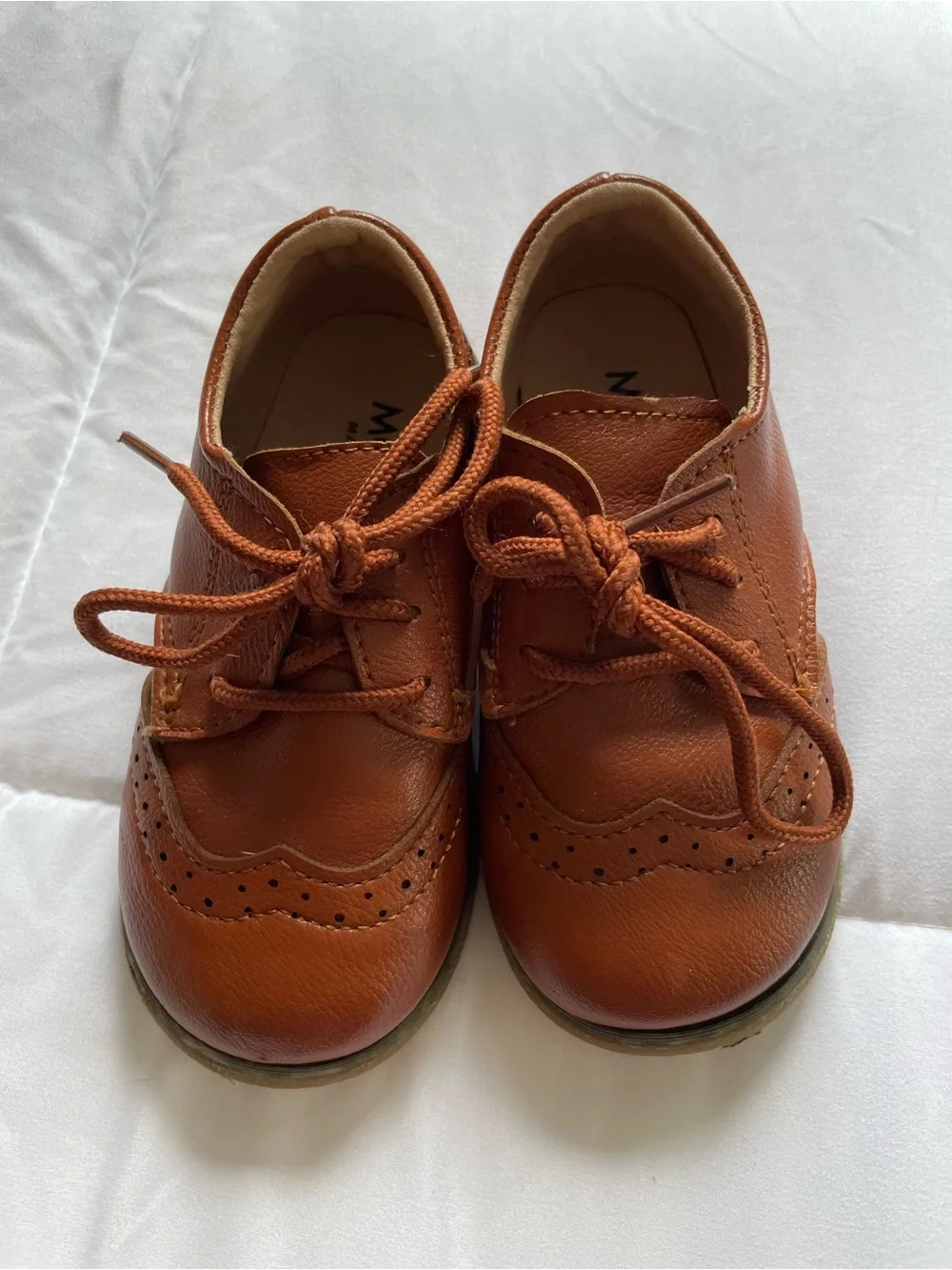 892. MG Baby Classic Oxford Leather Dress Shoes Toddler Size 8 Brown/Tan